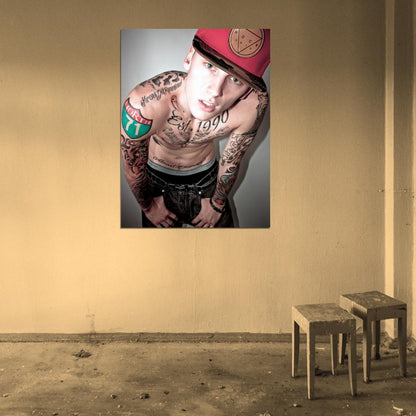 Machine Gun Kelly MGK Tattoos Shirtless Rapper Hip-Hop Music Rap Wall Art Print Poster