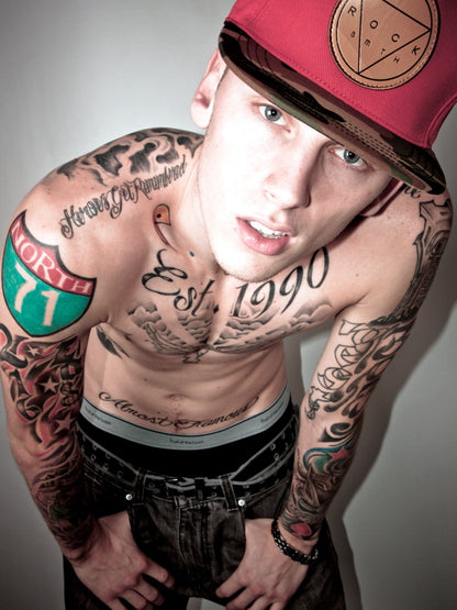 Machine Gun Kelly MGK Tattoos Shirtless Rapper Hip-Hop Music Rap Wall Art Print Poster
