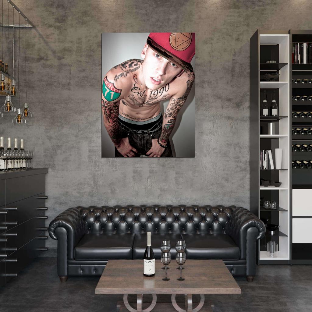 Machine Gun Kelly MGK Tattoos Shirtless Rapper Hip-Hop Music Rap Wall Art Print Poster
