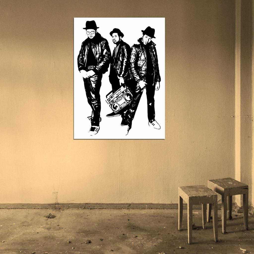 Run–D.M.C. Group Run DMC Retro Art Band Rapper Hip-Hop Music Rap Wall Art Print Poster