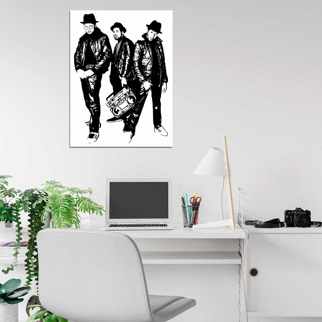 Run–D.M.C. Group Run DMC Retro Art Band Rapper Hip-Hop Music Rap Wall Art Print Poster