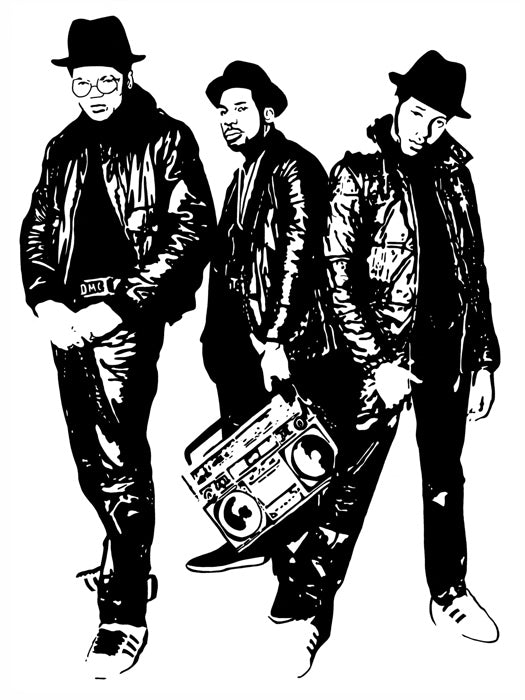 Run–D.M.C. Group Run DMC Retro Art Band Rapper Hip-Hop Music Rap Wall Art Print Poster