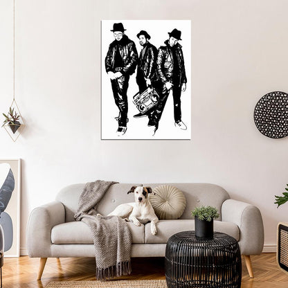 Run–D.M.C. Group Run DMC Retro Art Band Rapper Hip-Hop Music Rap Wall Art Print Poster