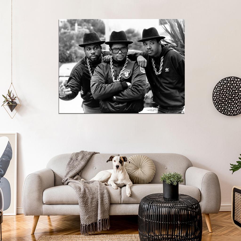 Run–D.M.C. Retro BW Group Run DMC Band Rapper Hip-Hop Music Rap Wall Art Print Poster