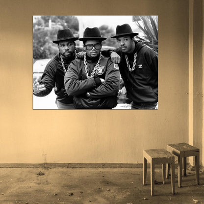 Run–D.M.C. Retro BW Group Run DMC Band Rapper Hip-Hop Music Rap Wall Art Print Poster