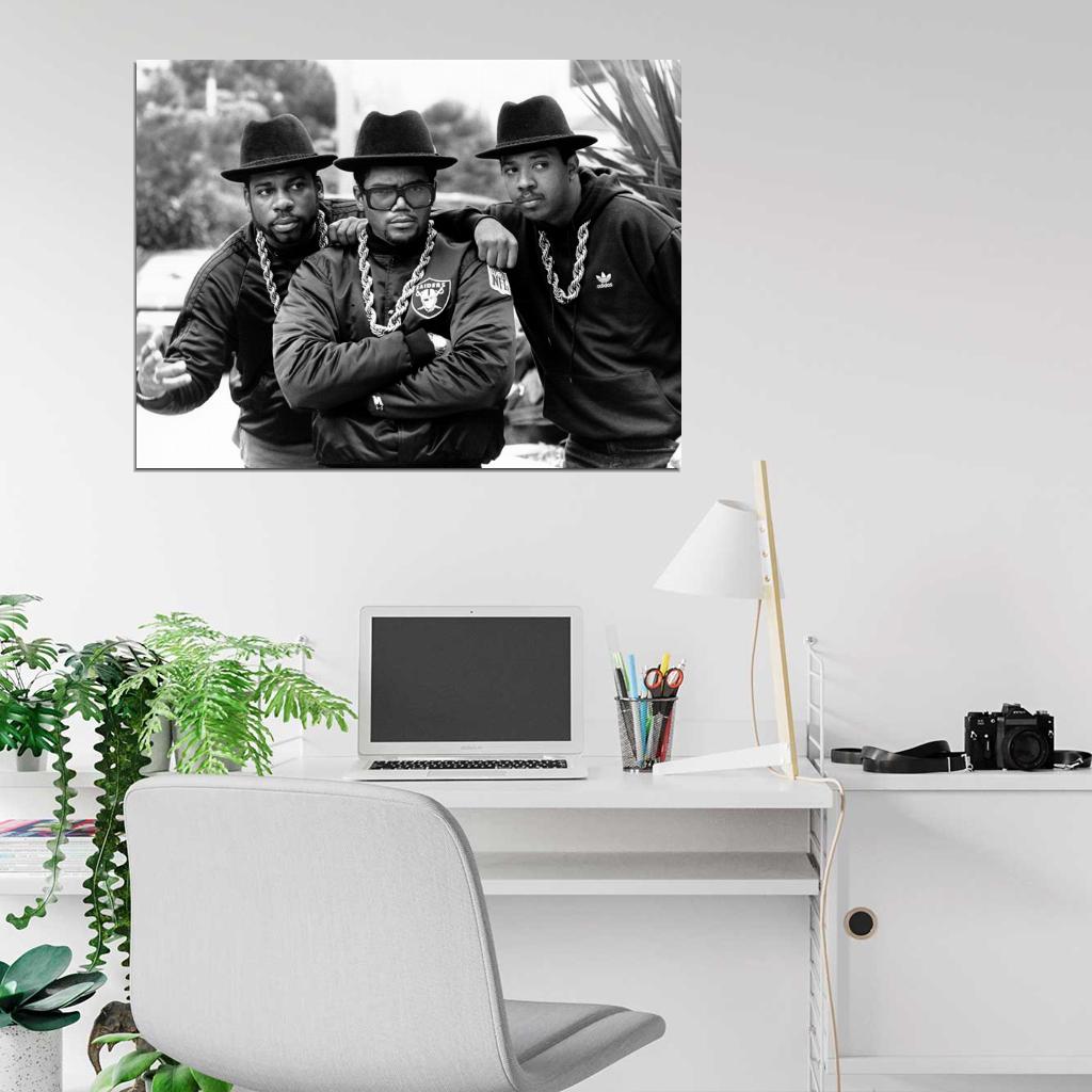 Run–D.M.C. Retro BW Group Run DMC Band Rapper Hip-Hop Music Rap Wall Art Print Poster