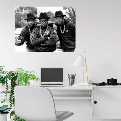 Run–D.M.C. Retro BW Group Run DMC Band Rapper Hip-Hop Music Rap Wall Art Print Poster