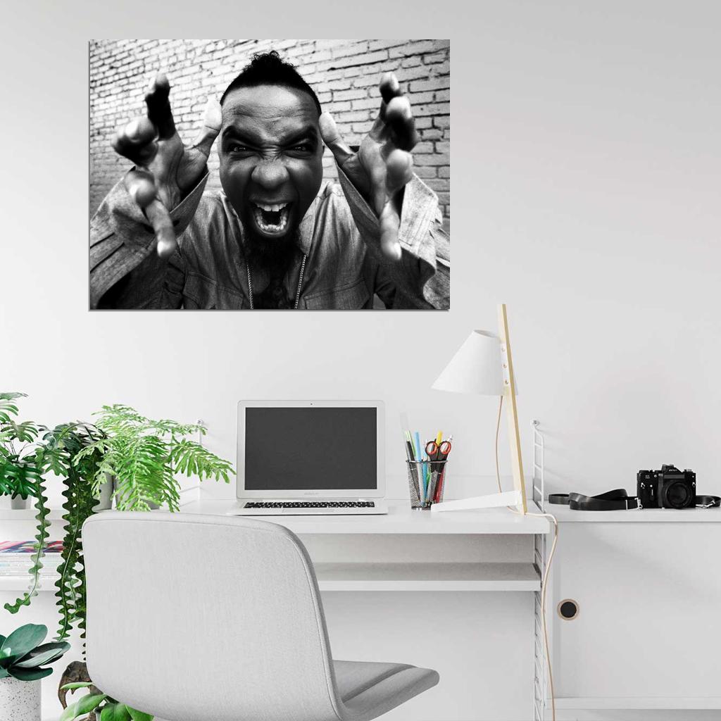 Tech N9ne Rapper Nine BW Hip-Hop Music Rap Wall Art Print Poster