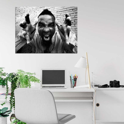 Tech N9ne Rapper Nine BW Hip-Hop Music Rap Wall Art Print Poster