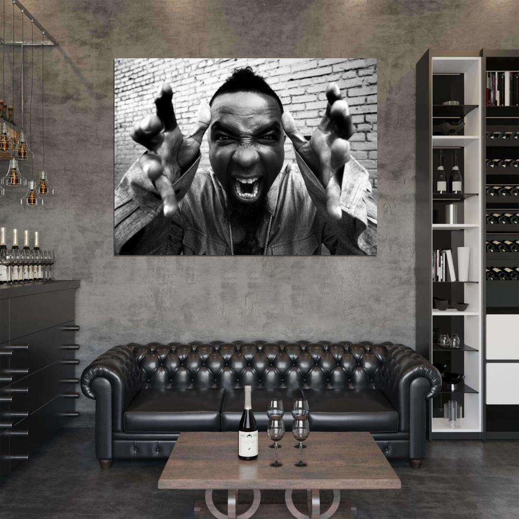 Tech N9ne Rapper Nine BW Hip-Hop Music Rap Wall Art Print Poster