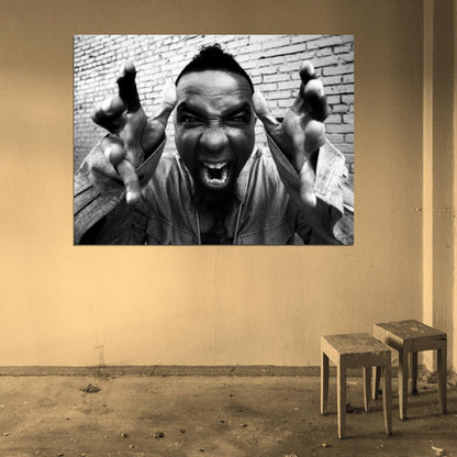 Tech N9ne Rapper Nine BW Hip-Hop Music Rap Wall Art Print Poster