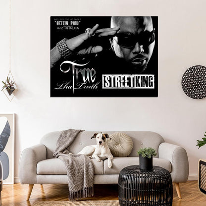 Trae Street King BW Rapper Hip-Hop Music Rap Wall Art Print Poster