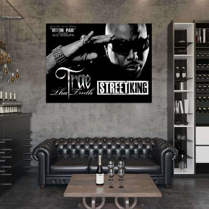 Trae Street King BW Rapper Hip-Hop Music Rap Wall Art Print Poster