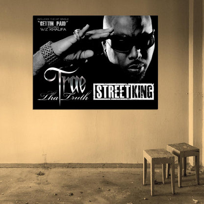 Trae Street King BW Rapper Hip-Hop Music Rap Wall Art Print Poster
