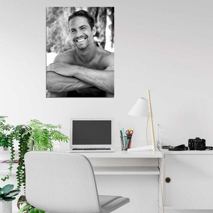 Paul Walker Cute Smile Actor BW Wall Art Print Poster