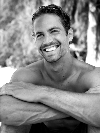 Paul Walker Cute Smile Actor BW Wall Art Print Poster