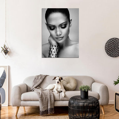 Jennifer Lopez Beautiful Cool Portrait BW Pop Singer Music Wall Art Print Poster