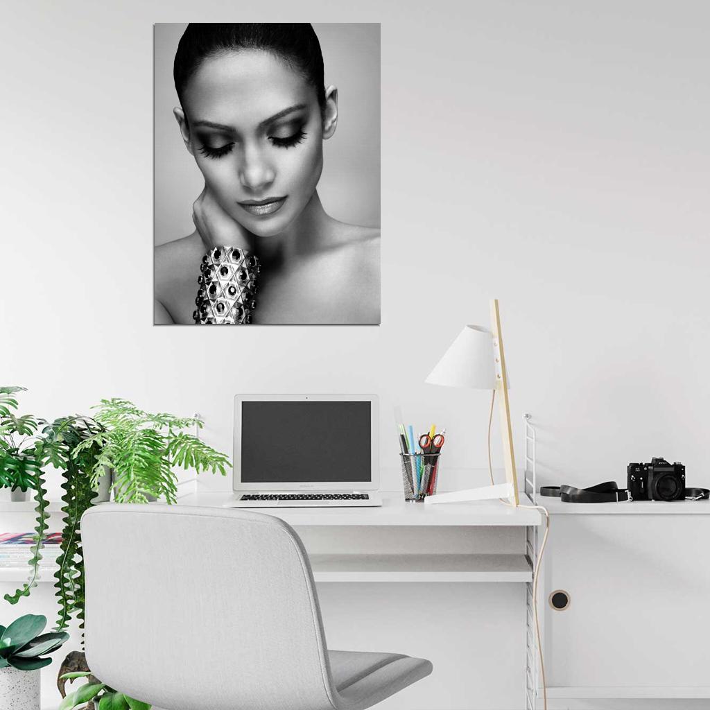 Jennifer Lopez Beautiful Cool Portrait BW Pop Singer Music Wall Art Print Poster
