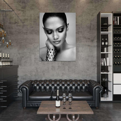 Jennifer Lopez Beautiful Cool Portrait BW Pop Singer Music Wall Art Print Poster