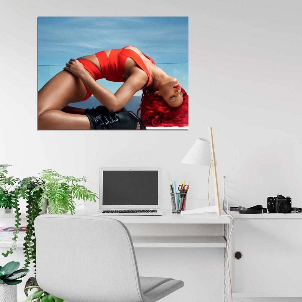 Rihanna Hot Sexy Red Hair R&B Pop Music Singer Wall Art Print Poster