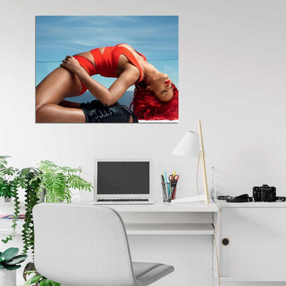 Rihanna Hot Sexy Red Hair R&B Pop Music Singer Wall Art Print Poster