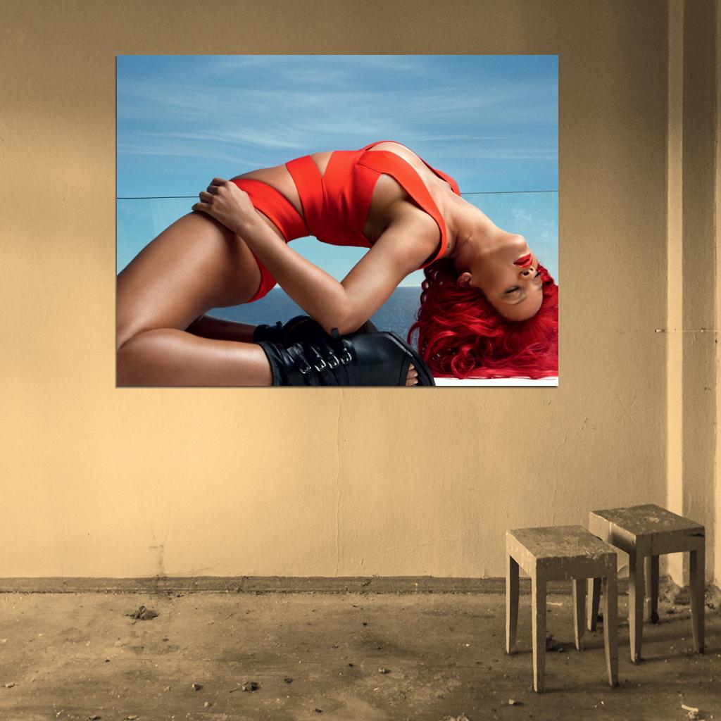 Rihanna Hot Sexy Red Hair R&B Pop Music Singer Wall Art Print Poster