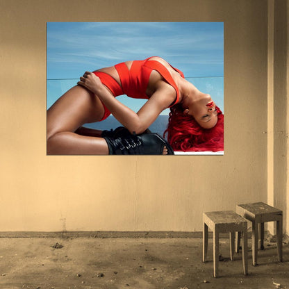 Rihanna Hot Sexy Red Hair R&B Pop Music Singer Wall Art Print Poster