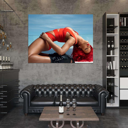 Rihanna Hot Sexy Red Hair R&B Pop Music Singer Wall Art Print Poster