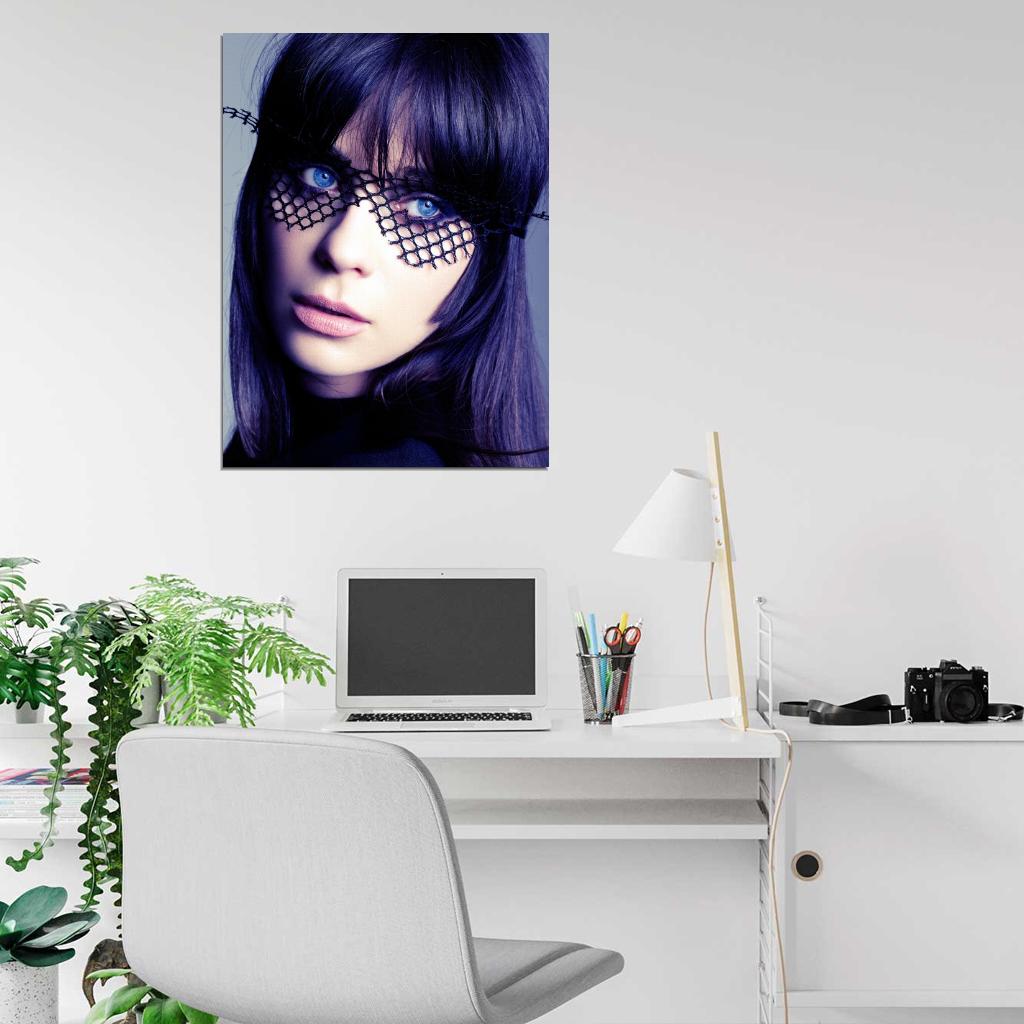 Zooey Deschanel Blue Eyes Portrait Amazing Cool Actress Wall Art Print Poster