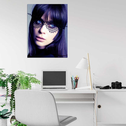 Zooey Deschanel Blue Eyes Portrait Amazing Cool Actress Wall Art Print Poster