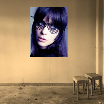 Zooey Deschanel Blue Eyes Portrait Amazing Cool Actress Wall Art Print Poster