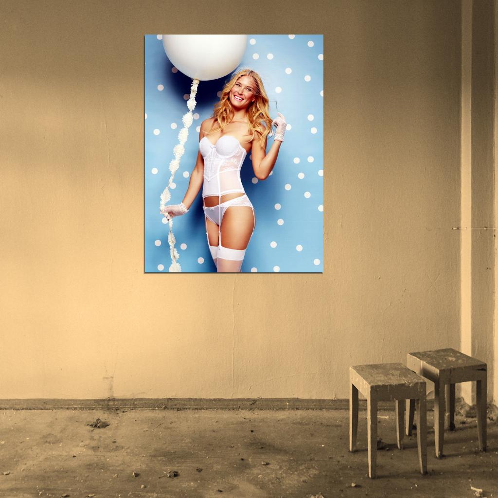 Bar Refaeli Sexy White Underwear Lingerie Model Wall Art Print Poster