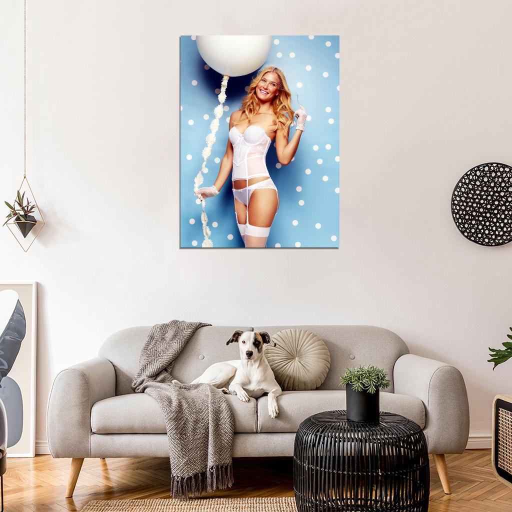 Bar Refaeli Sexy White Underwear Lingerie Model Wall Art Print Poster