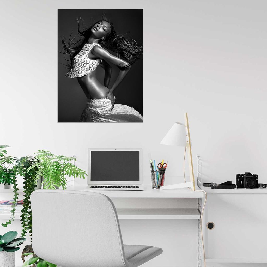 Jourdan Dunn Sexy Model BW Wall Art Print Poster