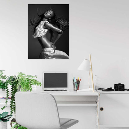 Jourdan Dunn Sexy Model BW Wall Art Print Poster