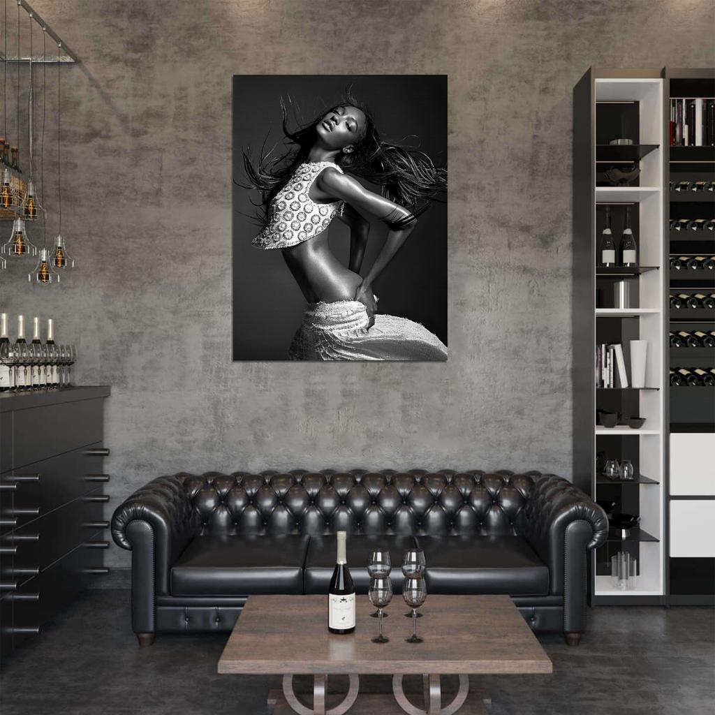 Jourdan Dunn Sexy Model BW Wall Art Print Poster