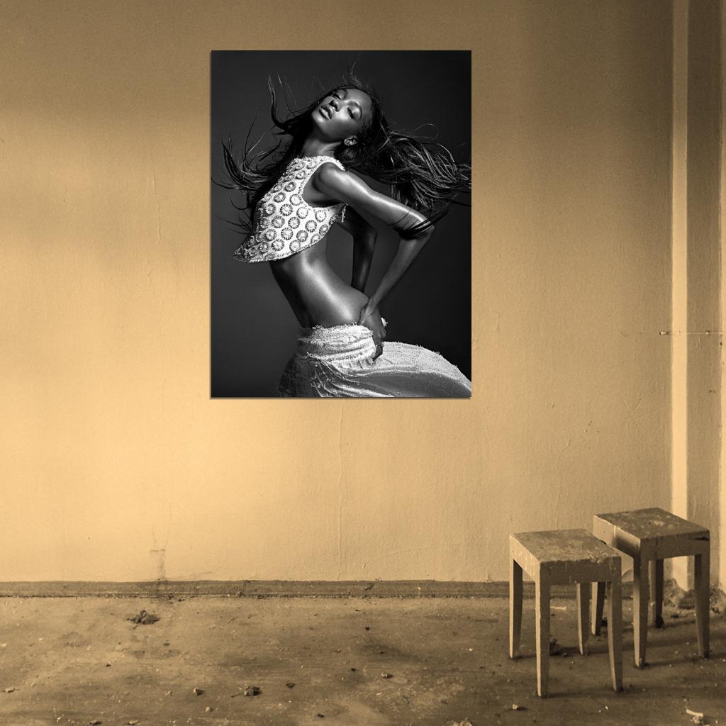 Jourdan Dunn Sexy Model BW Wall Art Print Poster