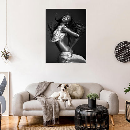 Jourdan Dunn Sexy Model BW Wall Art Print Poster