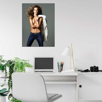 Alessandra Ambrosio Topless Sexy Hot Model Wall Art Print Poster