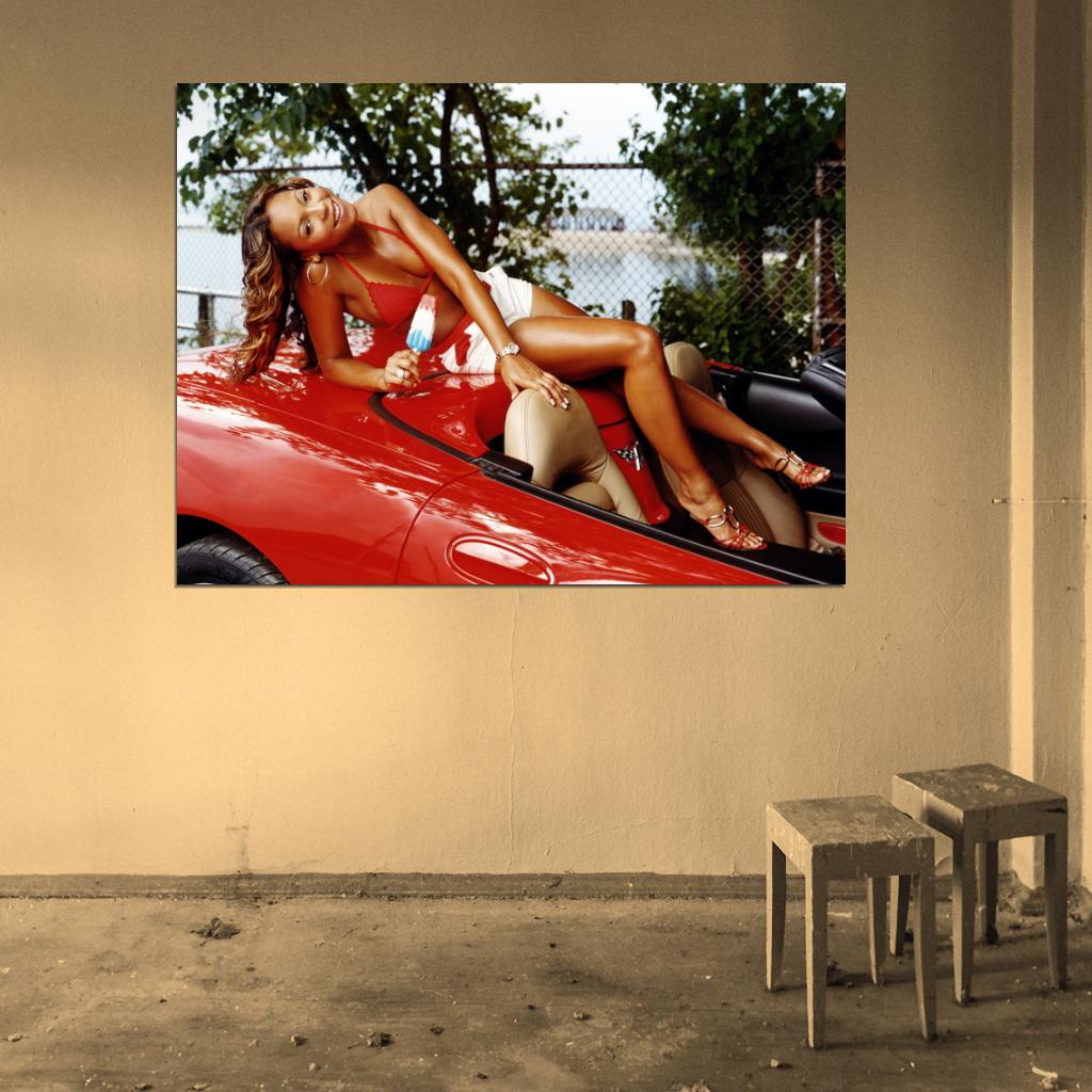 Ashanti Red Car Ice Cream R&B Hip Hop Pop Singer Music Wall Art Print Poster