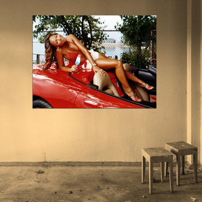 Ashanti Red Car Ice Cream R&B Hip Hop Pop Singer Music Wall Art Print Poster