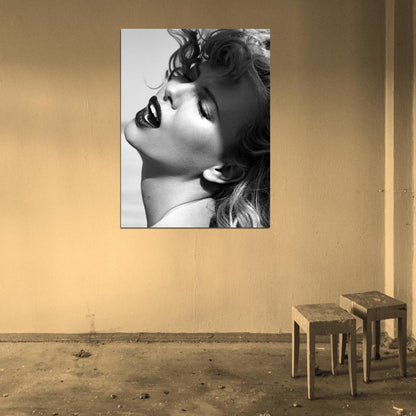 Charlize Theron Portrait Actress BW Wall Art Print Poster