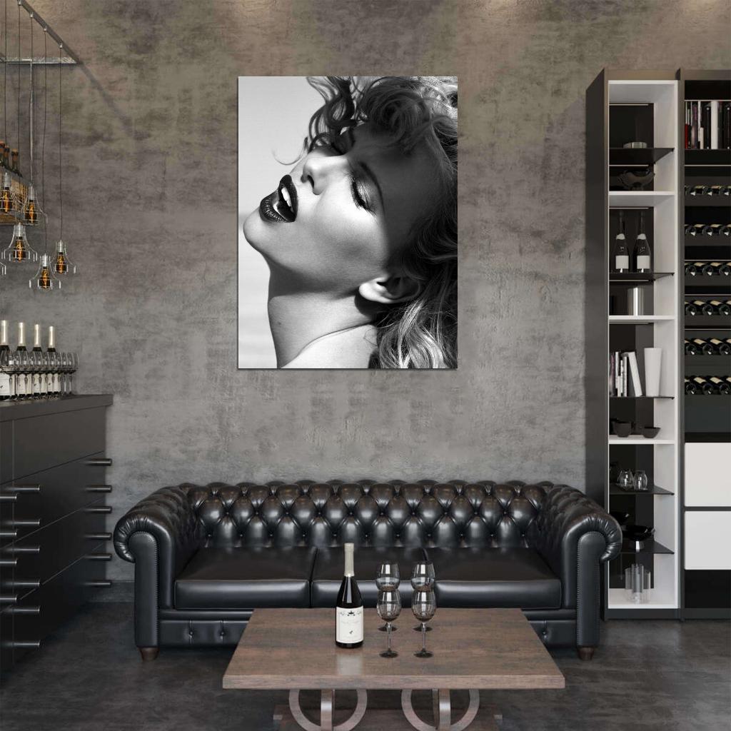 Charlize Theron Portrait Actress BW Wall Art Print Poster