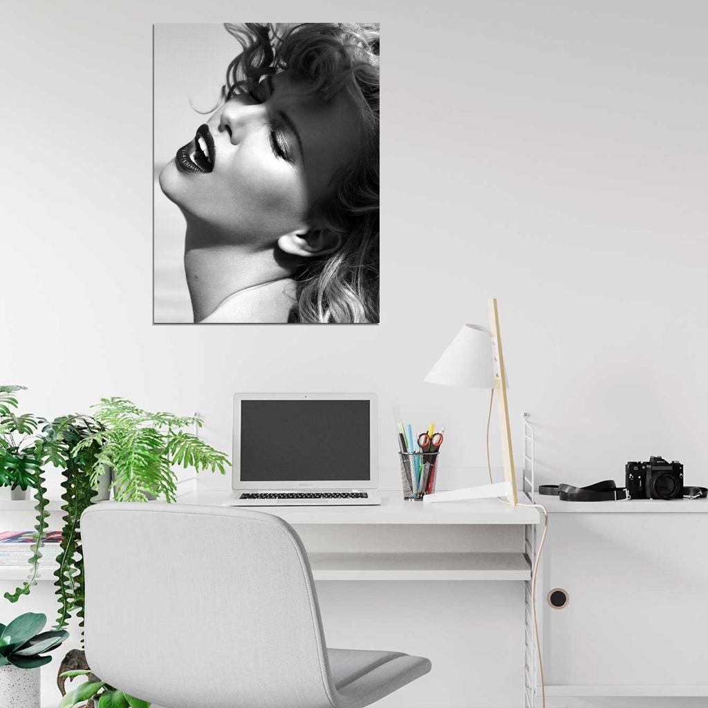 Charlize Theron Portrait Actress BW Wall Art Print Poster