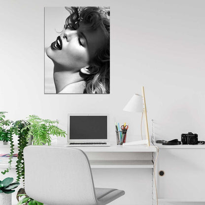 Charlize Theron Portrait Actress BW Wall Art Print Poster