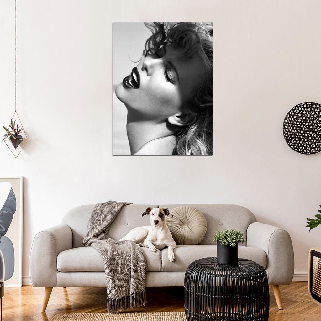 Charlize Theron Portrait Actress BW Wall Art Print Poster