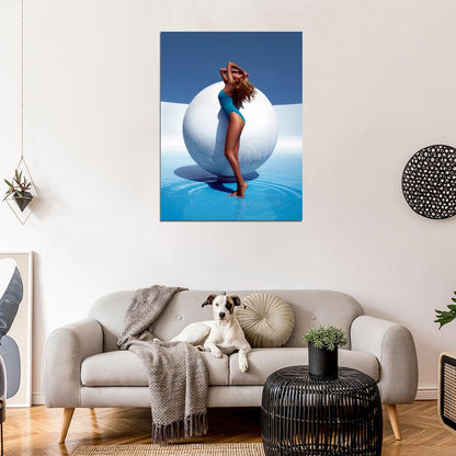 Kate Upton White Ball Water Sexy Model Wall Art Print Poster