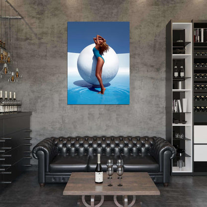 Kate Upton White Ball Water Sexy Model Wall Art Print Poster