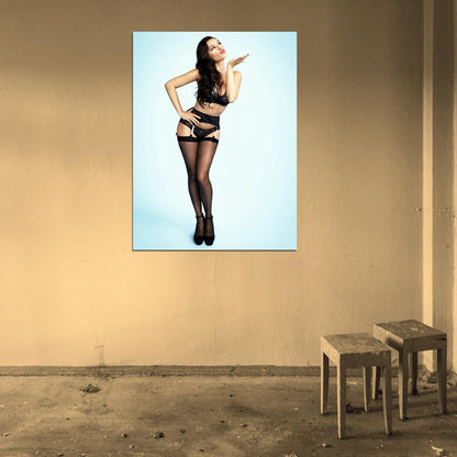Kelly Brook Lingerie Stockings Sexy Hot Actress Model Wall Art Print Poster