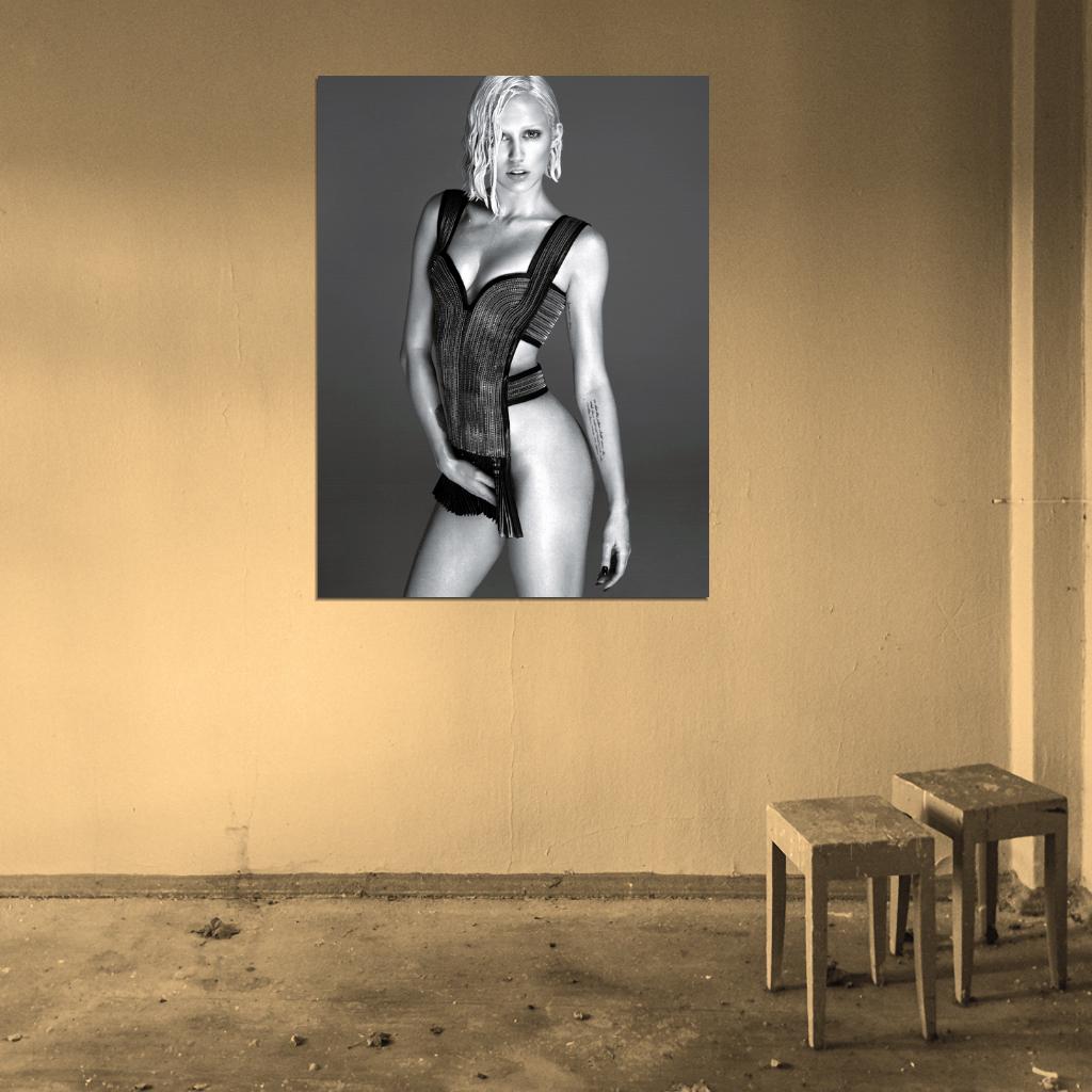 Miley Cyrus Sexy Pop Music Singer BW Wall Art Print Poster